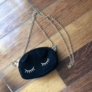Black Crossbody Bag with Gold Chain